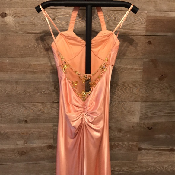 Cache peach satin formal gown size 6 - Picture 3 of 4